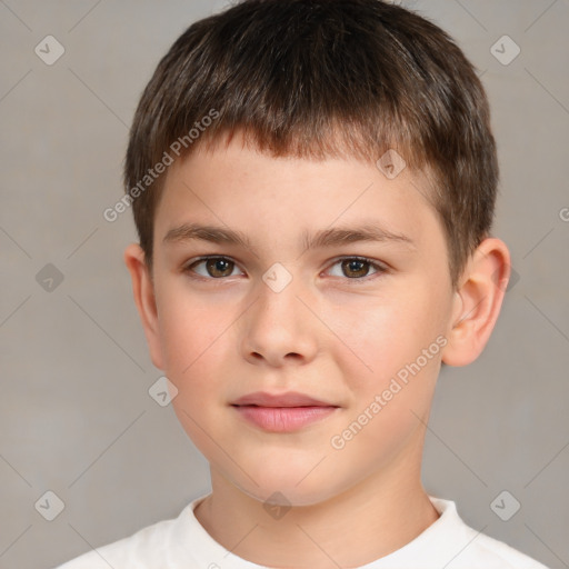 Neutral white child male with short  brown hair and brown eyes