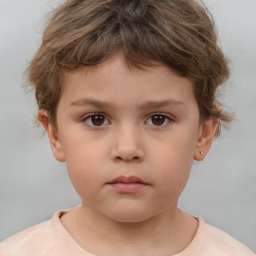 Neutral white child male with short  brown hair and brown eyes