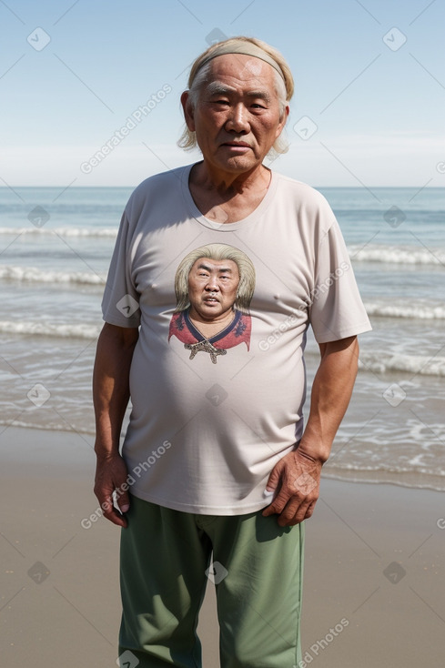 Mongolian elderly male with  blonde hair