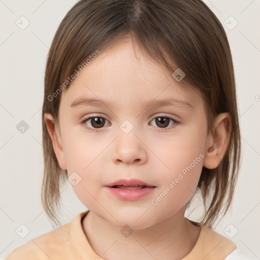 Neutral white child female with medium  brown hair and brown eyes