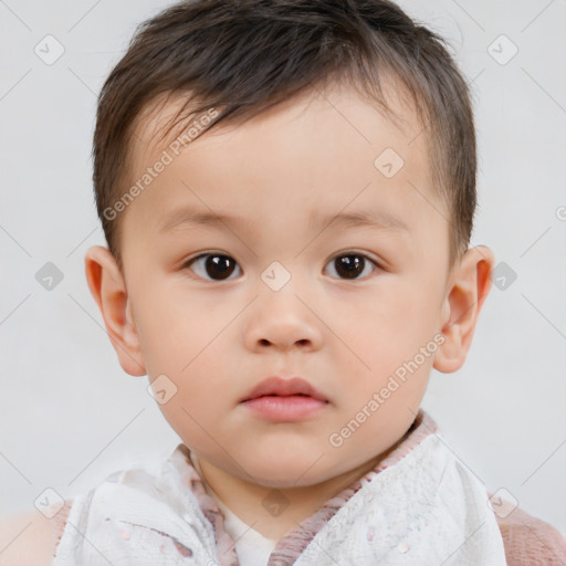 Neutral white child male with short  brown hair and brown eyes