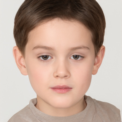 Neutral white child female with short  brown hair and brown eyes