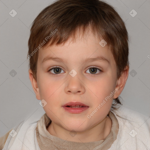 Neutral white child male with short  brown hair and brown eyes