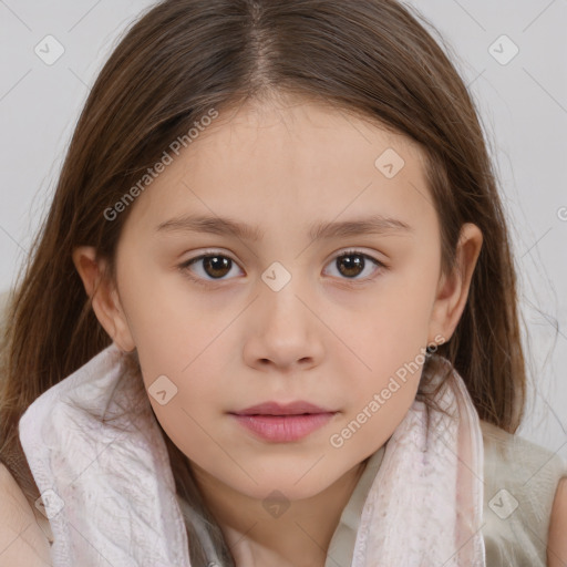 Neutral white child female with medium  brown hair and brown eyes