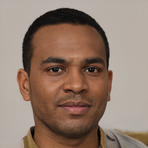 Neutral latino young-adult male with short  brown hair and brown eyes