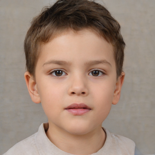 Neutral white child male with short  brown hair and brown eyes