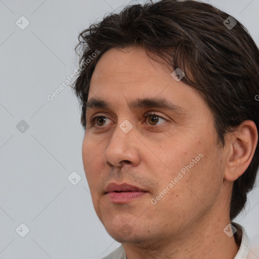 Neutral white adult male with short  brown hair and brown eyes