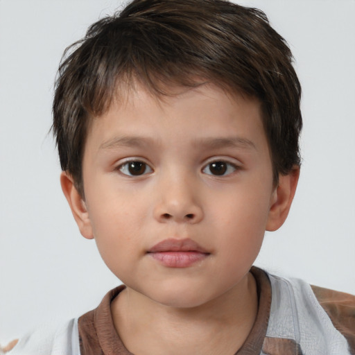 Neutral white child male with short  brown hair and brown eyes