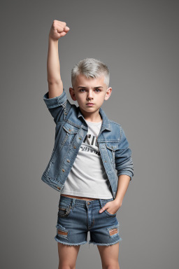 Albanian child boy with  gray hair