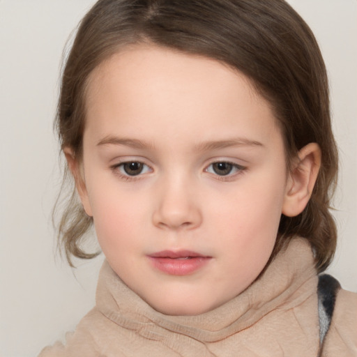 Neutral white child female with medium  brown hair and brown eyes