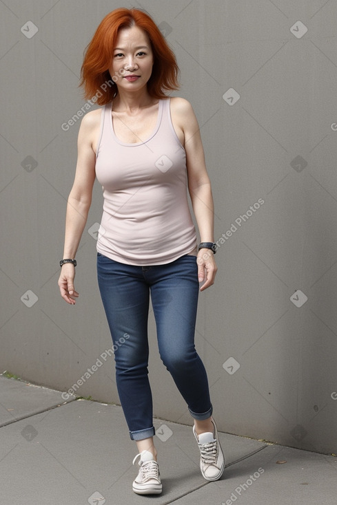 Korean middle-aged female with  ginger hair