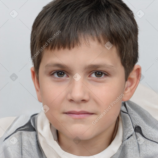 Neutral white child male with short  brown hair and brown eyes