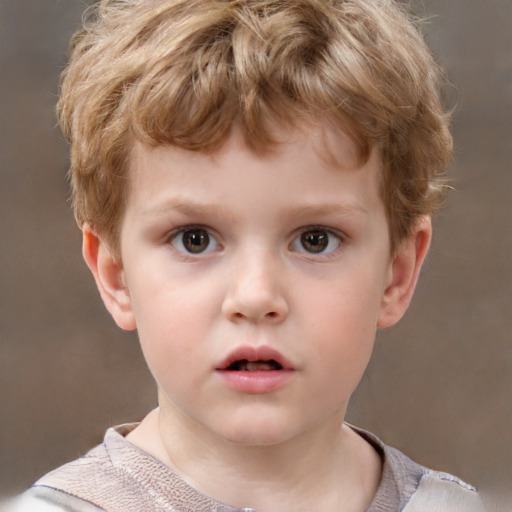 Neutral white child male with short  brown hair and grey eyes