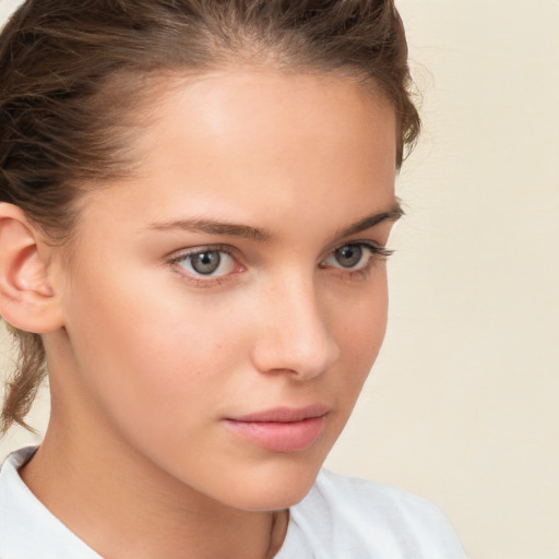 Neutral white child female with short  brown hair and brown eyes