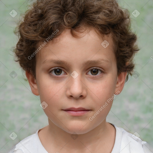 Neutral white child male with short  brown hair and brown eyes