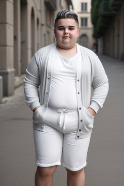 Italian teenager boy with  white hair