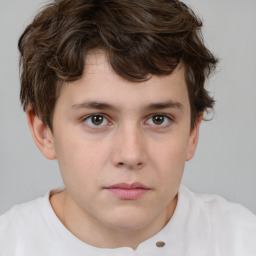 Neutral white child male with short  brown hair and brown eyes