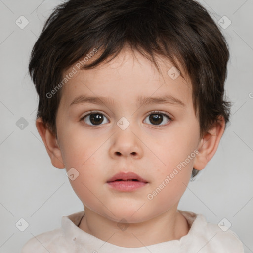 Neutral white child female with short  brown hair and brown eyes