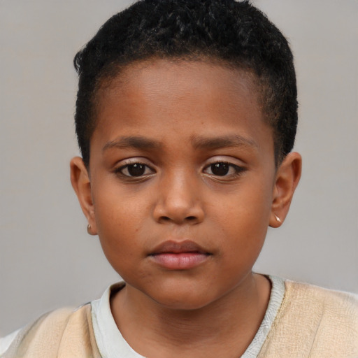 Neutral black child male with short  brown hair and brown eyes