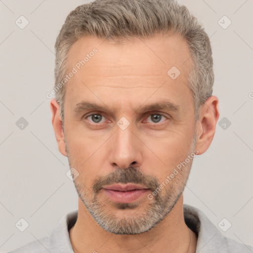 Neutral white adult male with short  brown hair and brown eyes