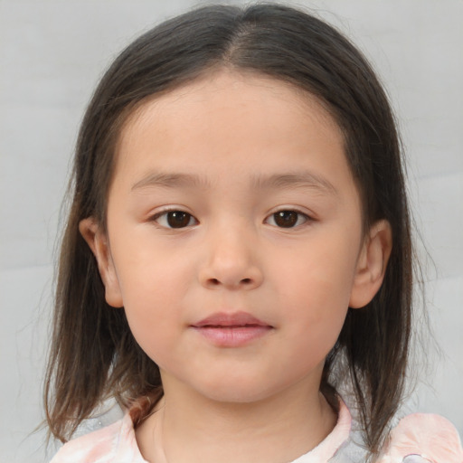 Neutral white child female with medium  brown hair and brown eyes