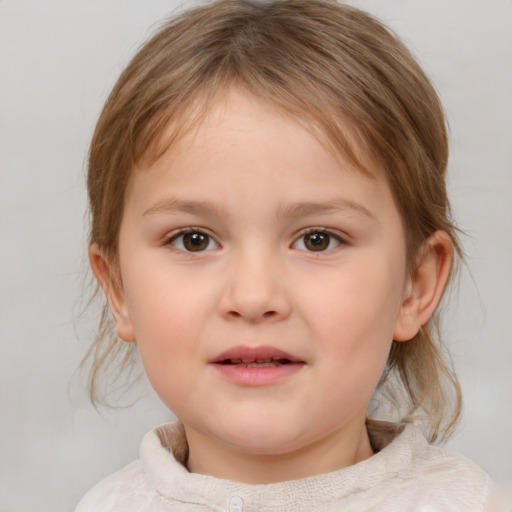 Neutral white child female with medium  brown hair and brown eyes