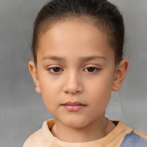 Neutral white child female with short  brown hair and brown eyes