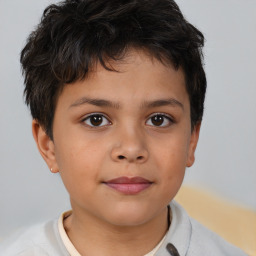 Neutral white child male with short  brown hair and brown eyes