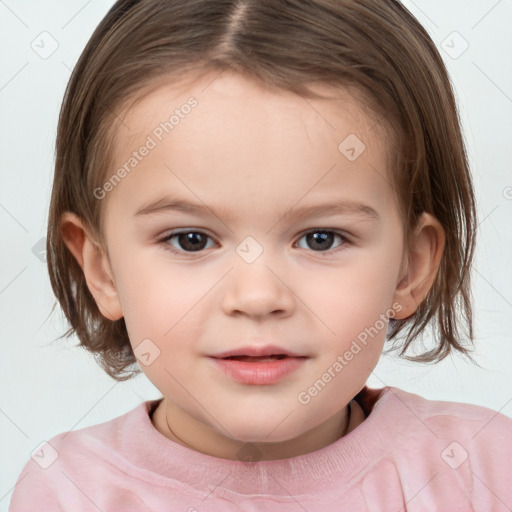 Neutral white child female with medium  brown hair and brown eyes