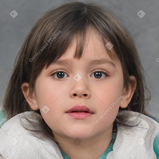 Neutral white child female with medium  brown hair and brown eyes