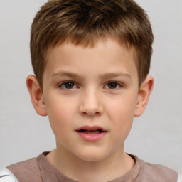 Neutral white child male with short  brown hair and brown eyes