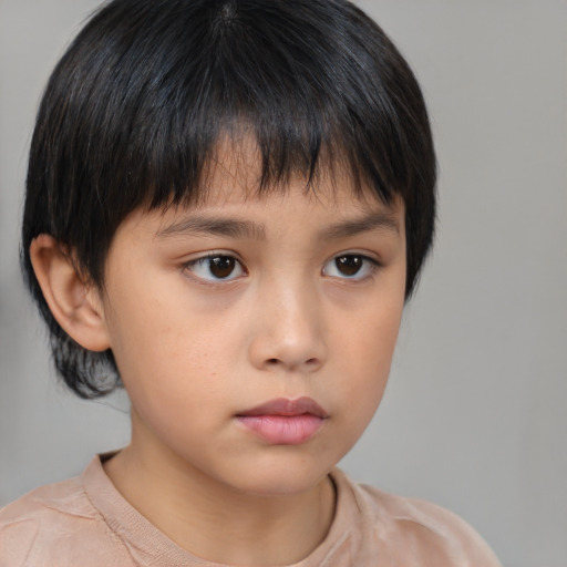 Neutral asian child female with medium  brown hair and brown eyes