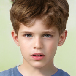 Neutral white child male with short  brown hair and brown eyes