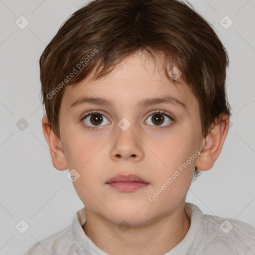 Neutral white child male with short  brown hair and brown eyes