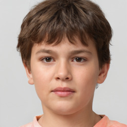 Neutral white child male with short  brown hair and brown eyes