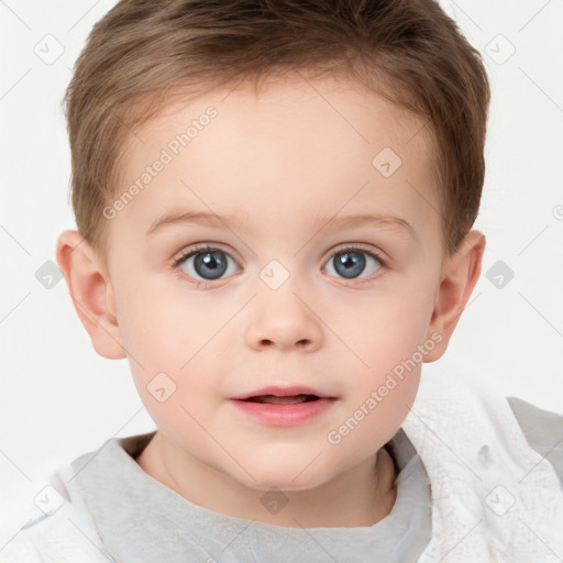 Neutral white child female with short  brown hair and brown eyes