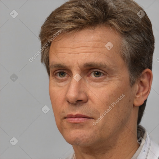 Neutral white adult male with short  brown hair and brown eyes