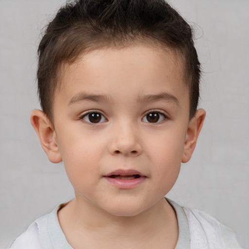 Neutral white child male with short  brown hair and brown eyes