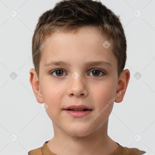 Neutral white child male with short  brown hair and brown eyes