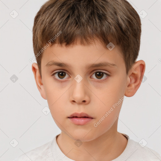 Neutral white child male with short  brown hair and brown eyes