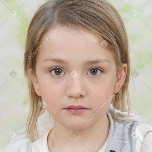 Neutral white child female with medium  brown hair and brown eyes