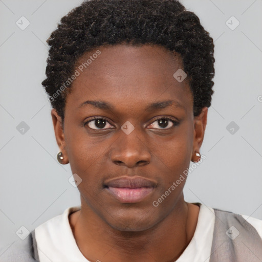Neutral black young-adult male with short  brown hair and brown eyes