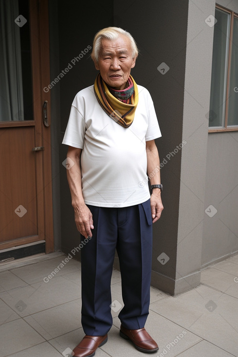 Mongolian elderly male with  blonde hair