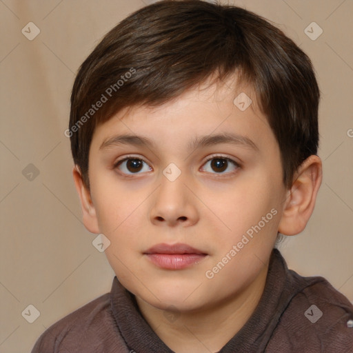 Neutral white child male with short  brown hair and brown eyes