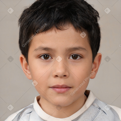 Neutral white child male with short  brown hair and brown eyes