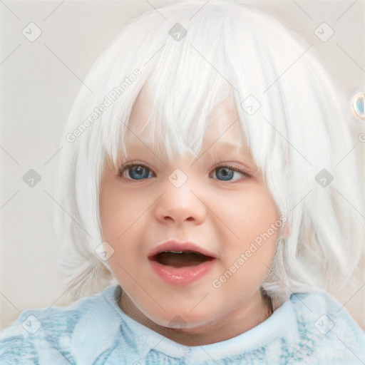 Neutral white child female with short  brown hair and blue eyes