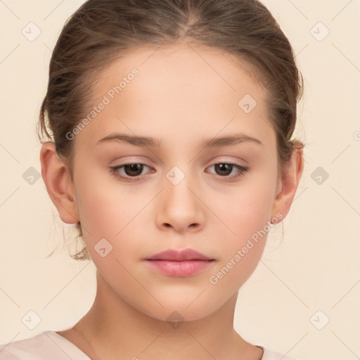 Neutral white child female with medium  brown hair and brown eyes