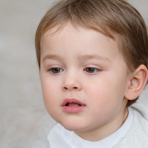 Neutral white child female with short  brown hair and brown eyes