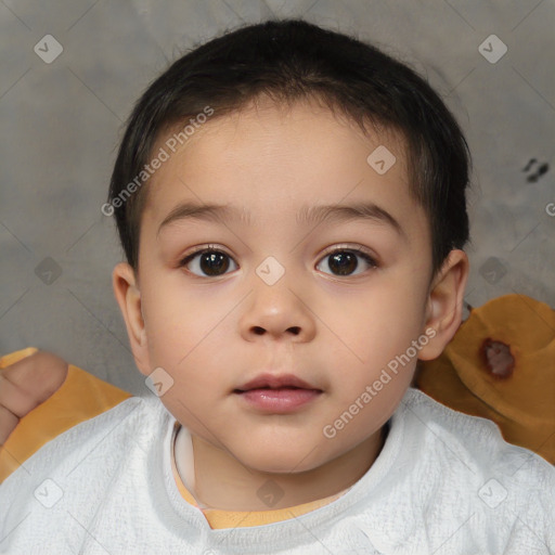 Neutral white child female with short  brown hair and brown eyes