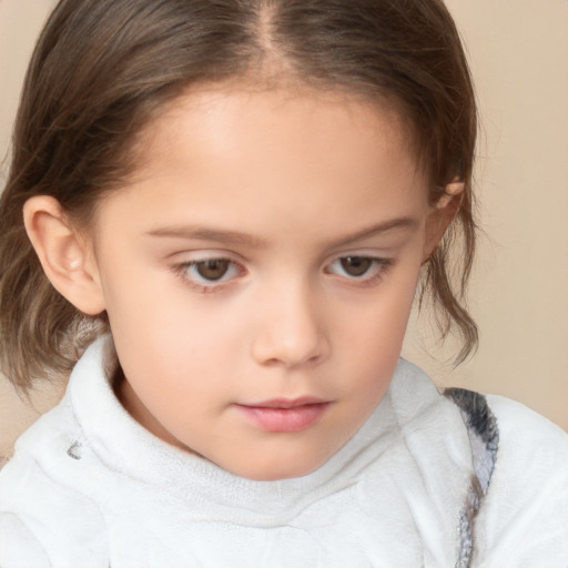 Neutral white child female with medium  brown hair and brown eyes